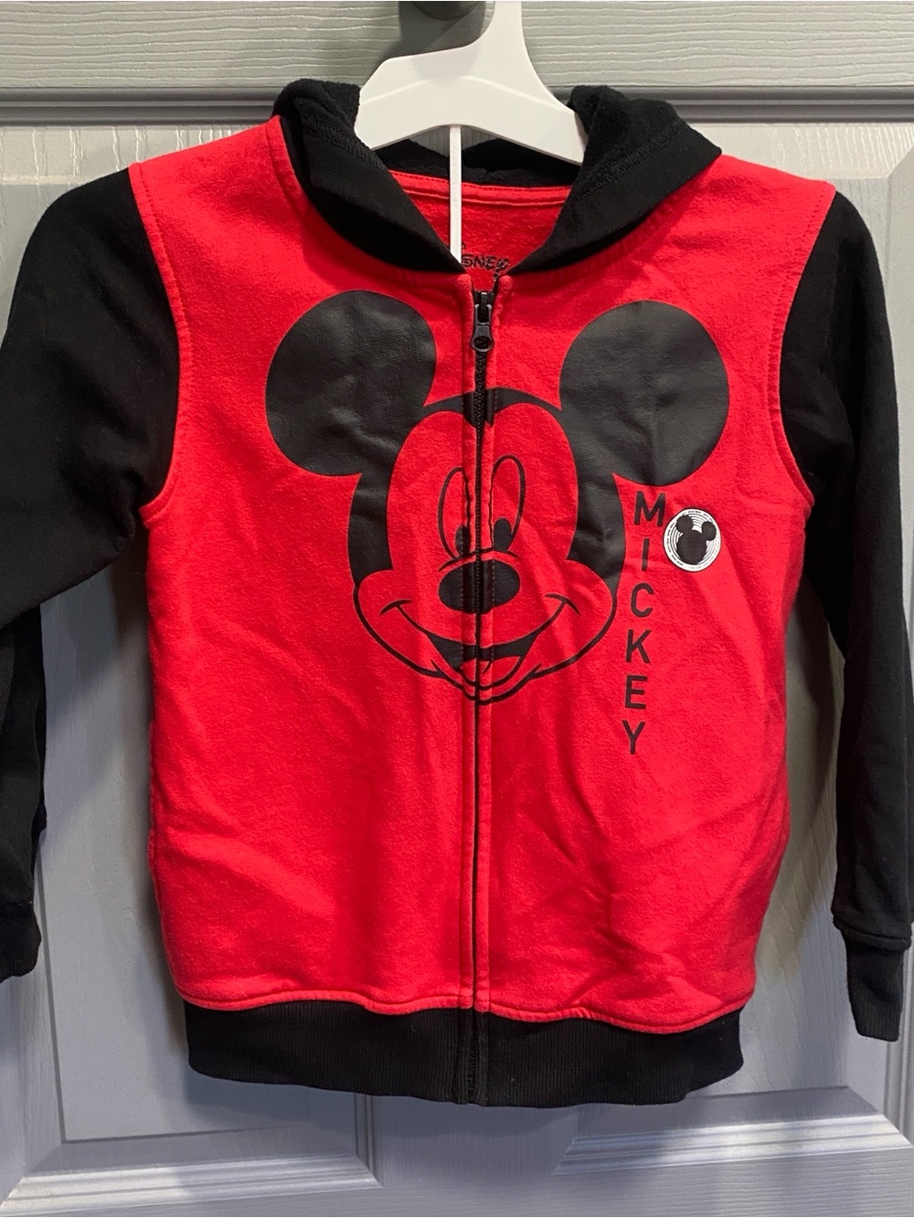 Disney Red and Black Mickey Mouse Zip-Up Hoodie Set - Size 6